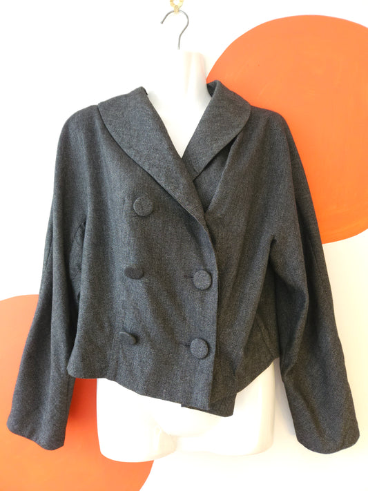 CARLSON Grey Cropped Wool Blend Jacket Sz 10