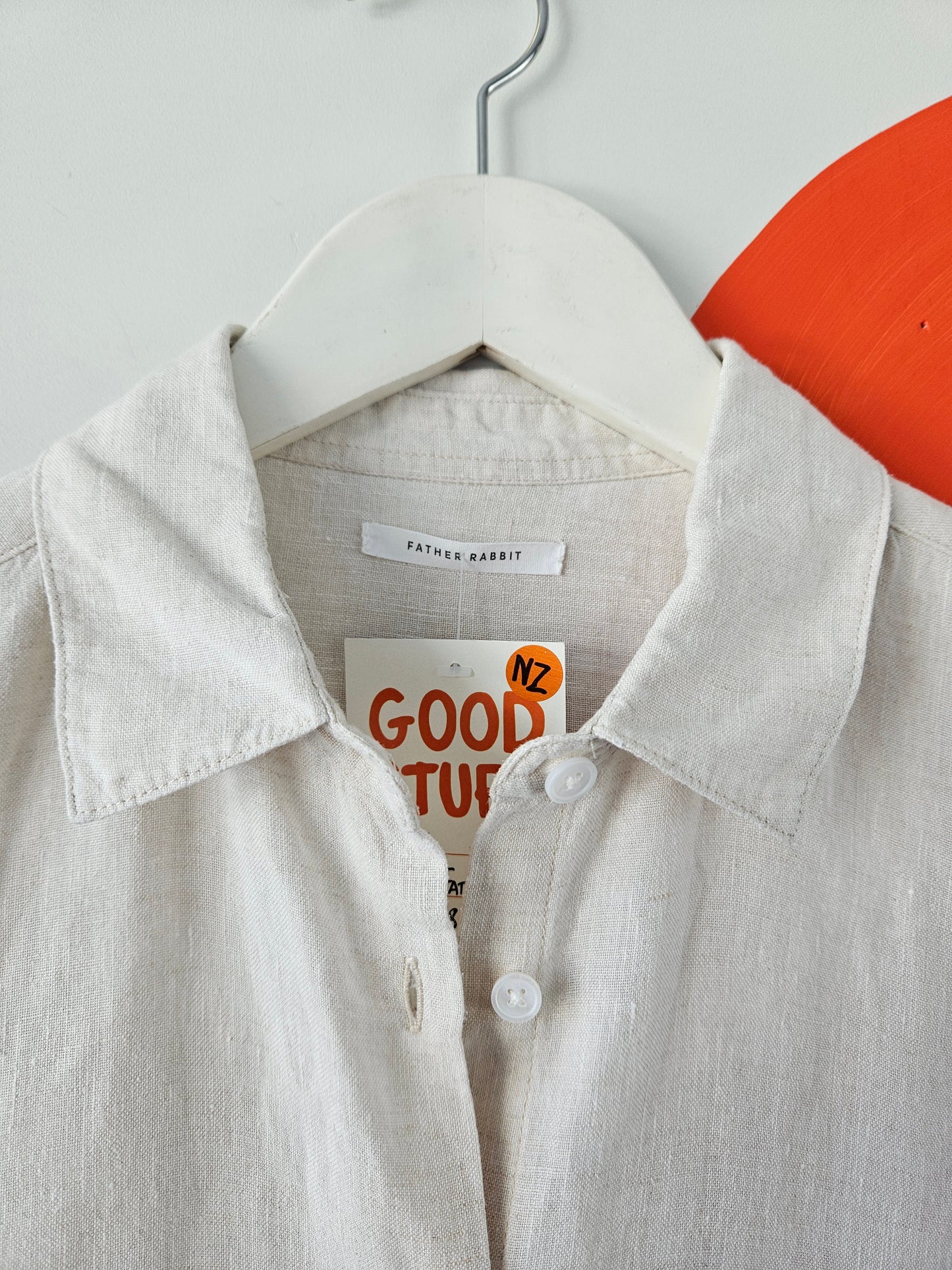FATHER RABBIT Off-White Linen Shirt - SIZE 8