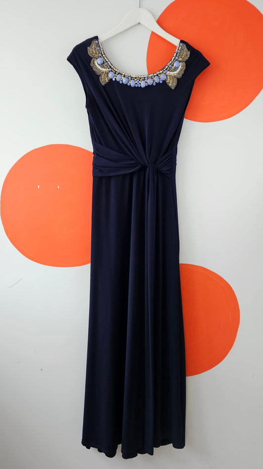 Monsoon Embellished Navy Formal Dress | 10 / S