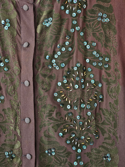 SHERYL MAY Embroidered Silk Blouse - SIZE XL