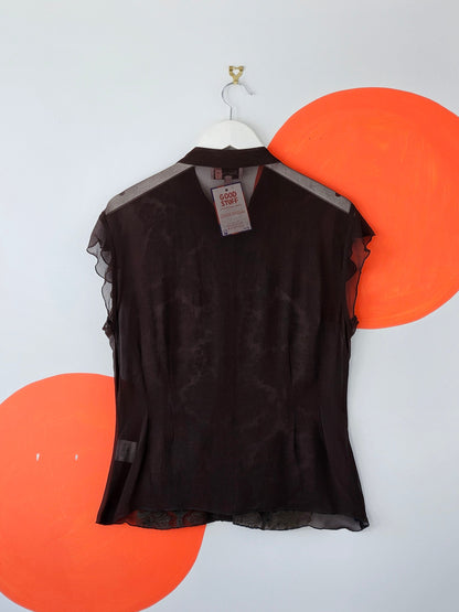 SHERYL MAY Embroidered Silk Blouse - SIZE XL