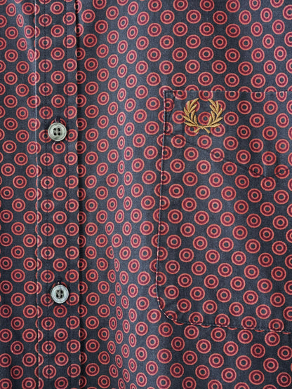 FRED PERRY Red & Blue Men's Dress Shirt - SIZE XL