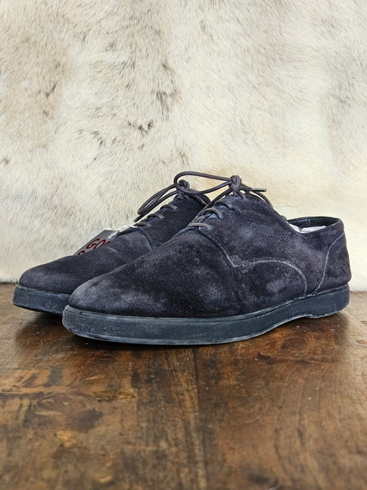Ermenegildo Zegna Black Suede Derby Shoes | US 7 Men's