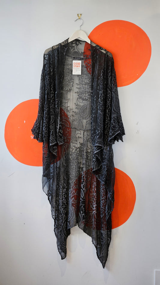 GRETTY ZUEGER Embroidered Silk Robe - SIZE M