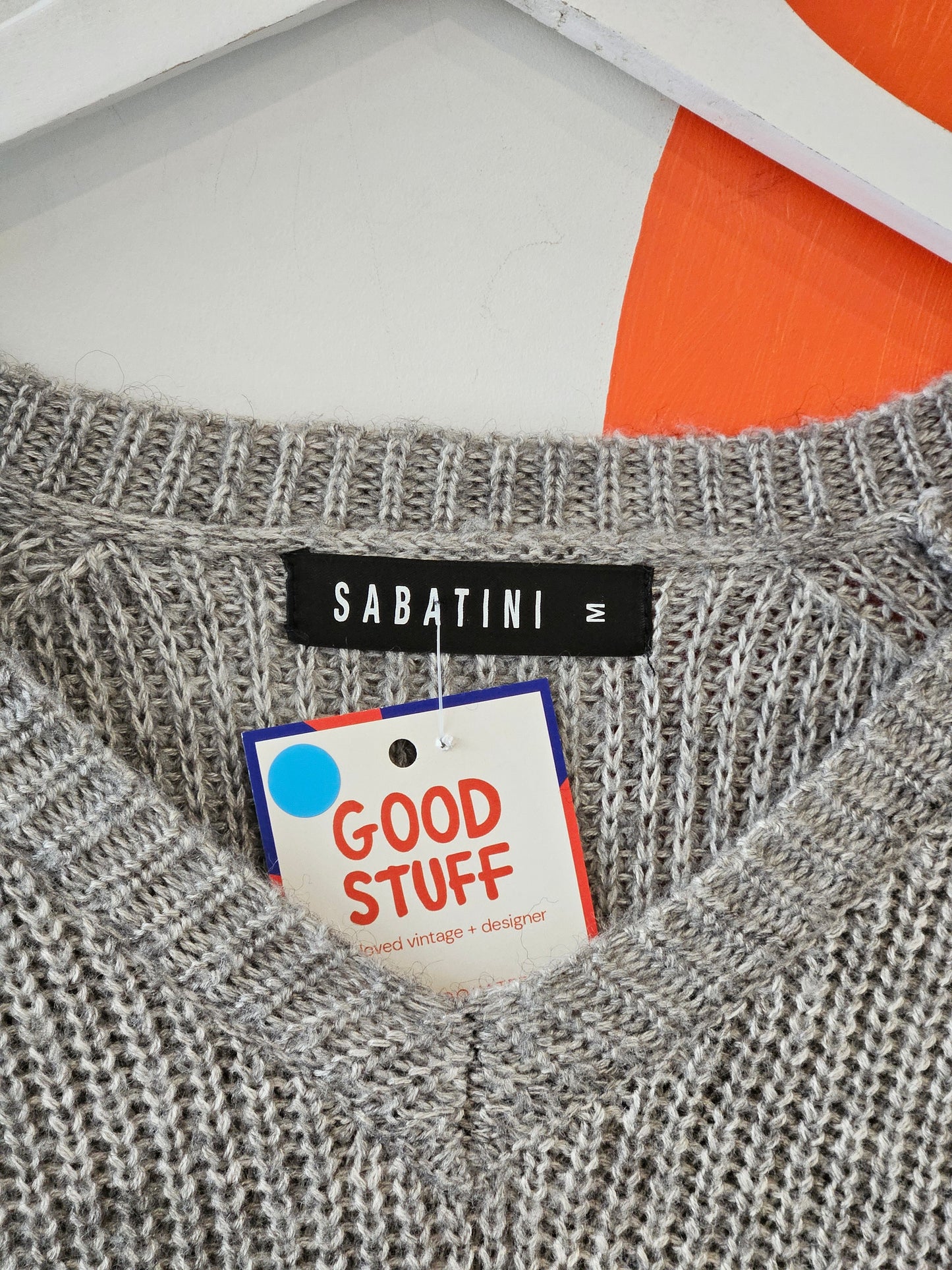 SABATINI Grey Lace Up Wool Jumper - SIZE M