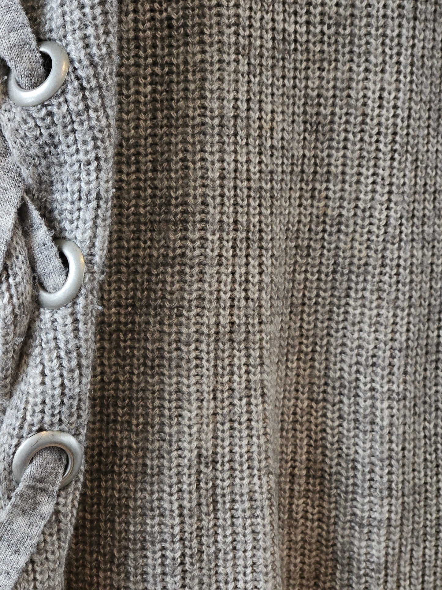 SABATINI Grey Lace Up Wool Jumper - SIZE M