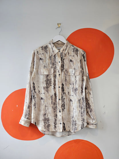 Equipment Femme Beige-Black Pattern Linen Shirt | M