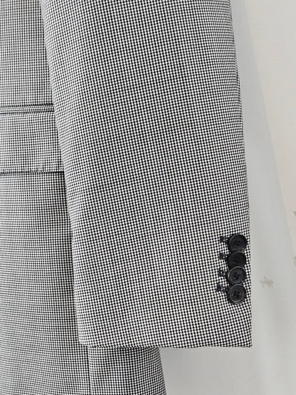 Crane Brothers Black-White Houndstooth Men's Suit