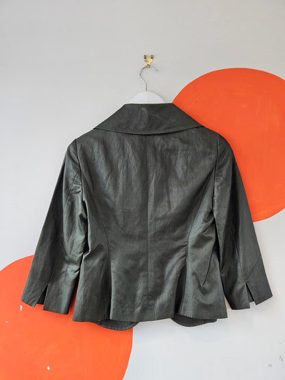 Max Mara Olive Silk Blend Crop Blazer