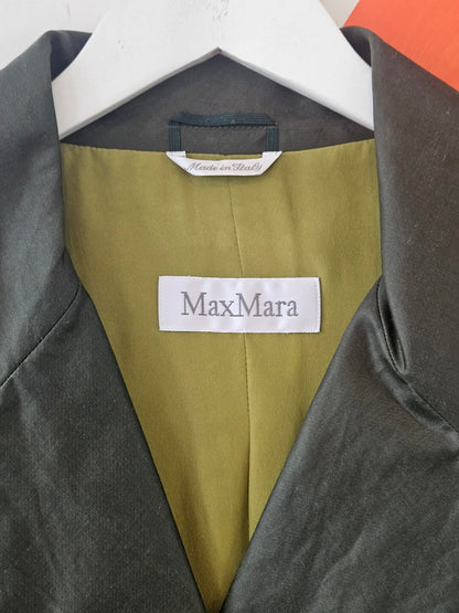 Max Mara Olive Silk Blend Crop Blazer