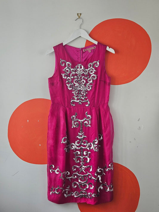 Trelise Cooper 'Silk Thistle' Embellished Pink-Silver Dress