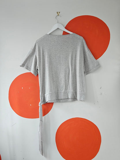 Karen Walker Grey-White Giraffe Print Tee