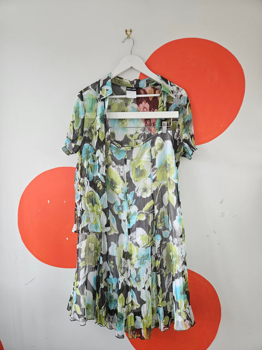 Gerry Weber Y2K Sheer Patterned Blouse & Skirt Set