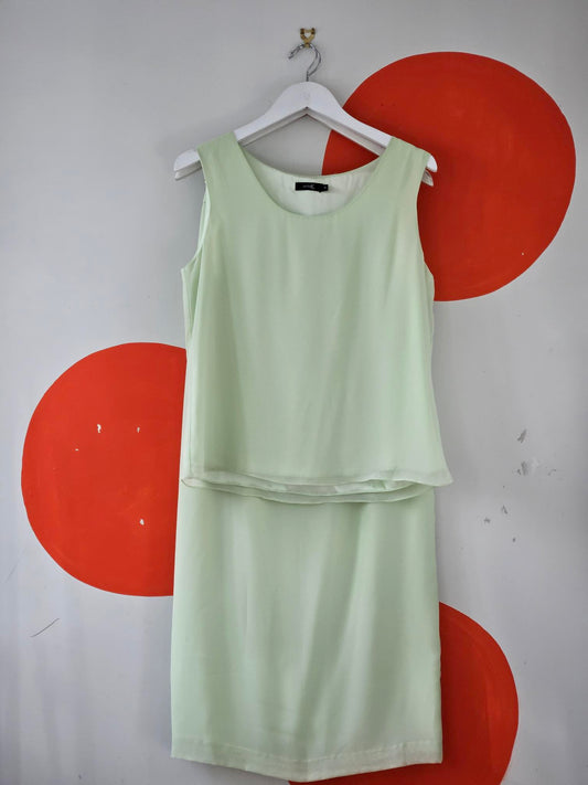 Laura K Vintage Lime Green Top & Skirt Set