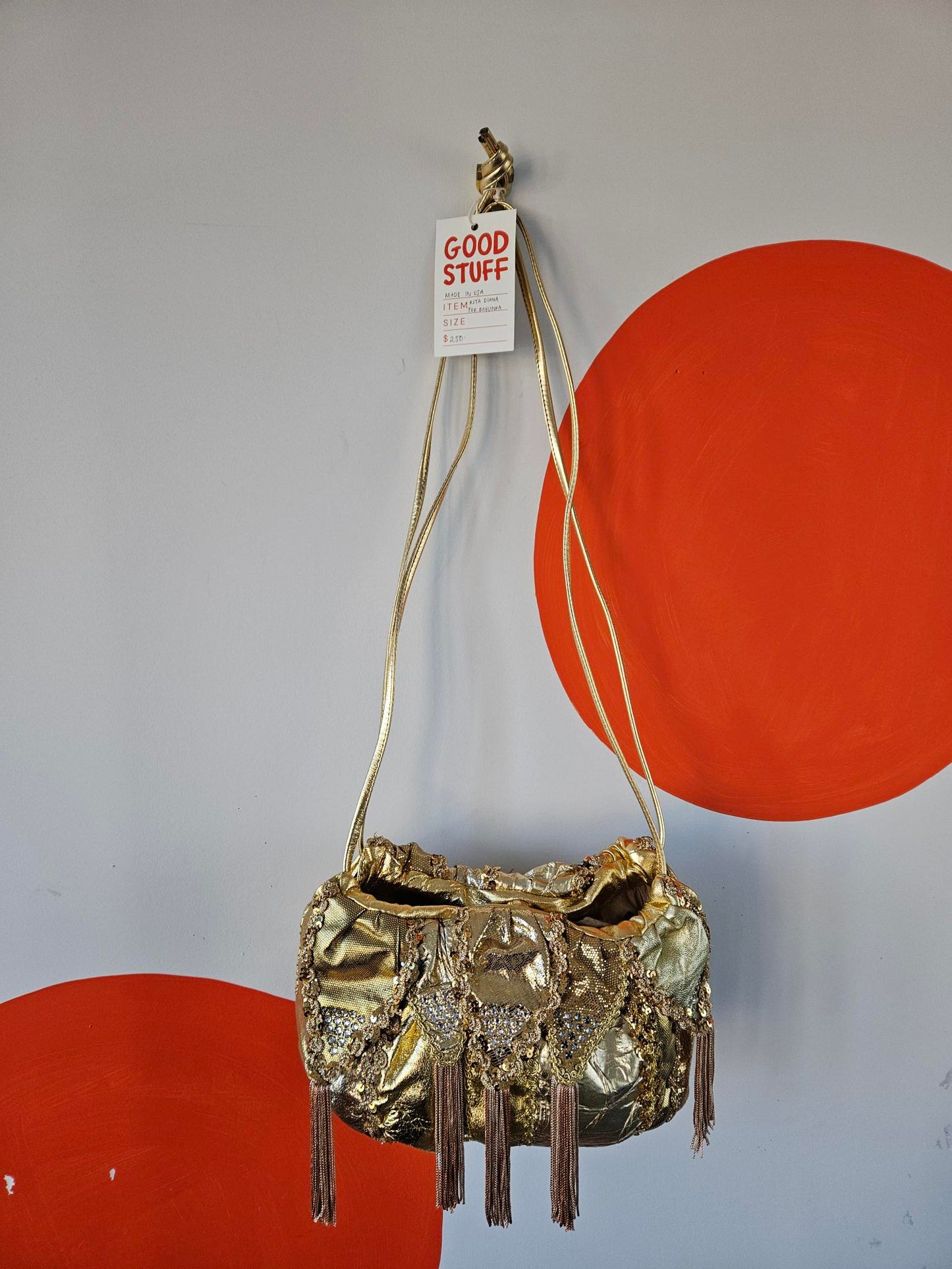 Rita Diana for Mylinka Vintage Bejeweled Gold Tassel Purse