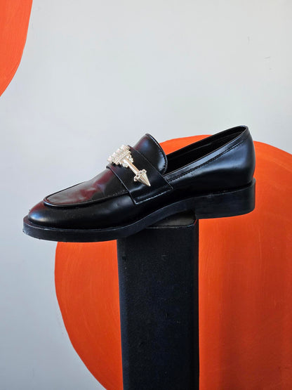 Coliac Martina Graselli Embellished Black Leather Loafers