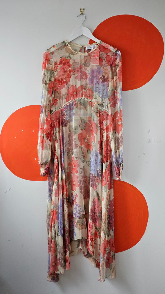 Alice McCall Beige-Multicolour Floral Silk Dress