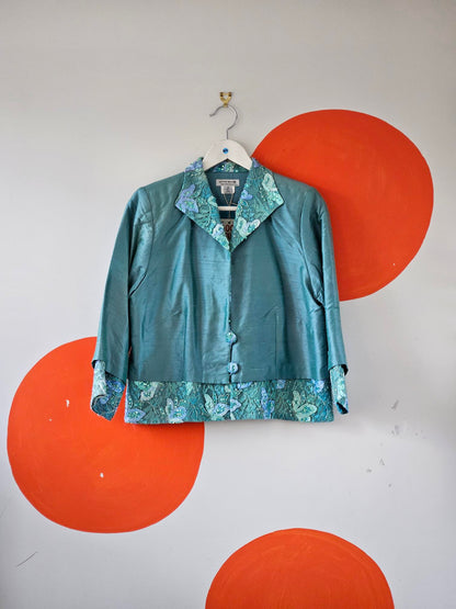 Kevin Moore Turquoise Embroidered Silk Three-Piece Set