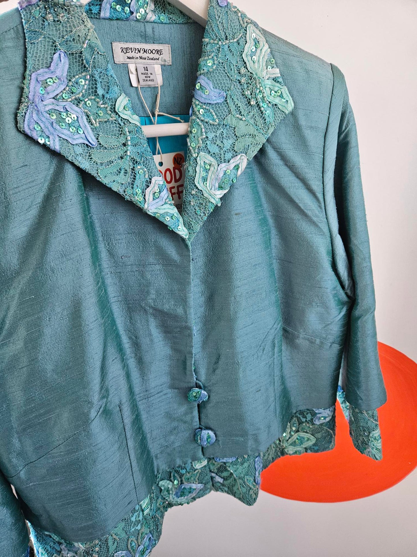 Kevin Moore Turquoise Embroidered Silk Three-Piece Set