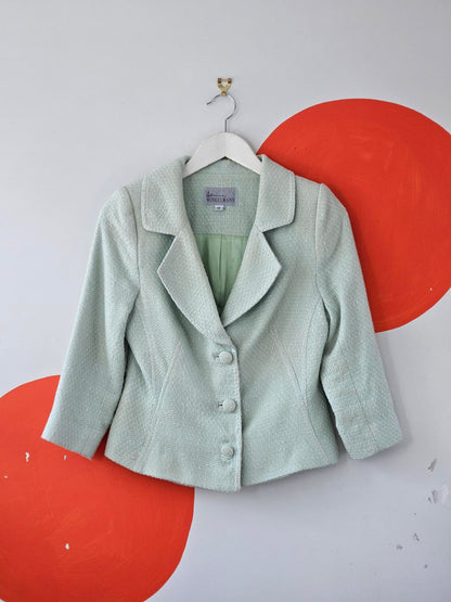 Adrienne Winkelmann Pastel Green Knit Blazer