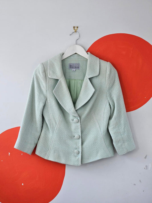 Adrienne Winkelmann Pastel Green Knit Blazer