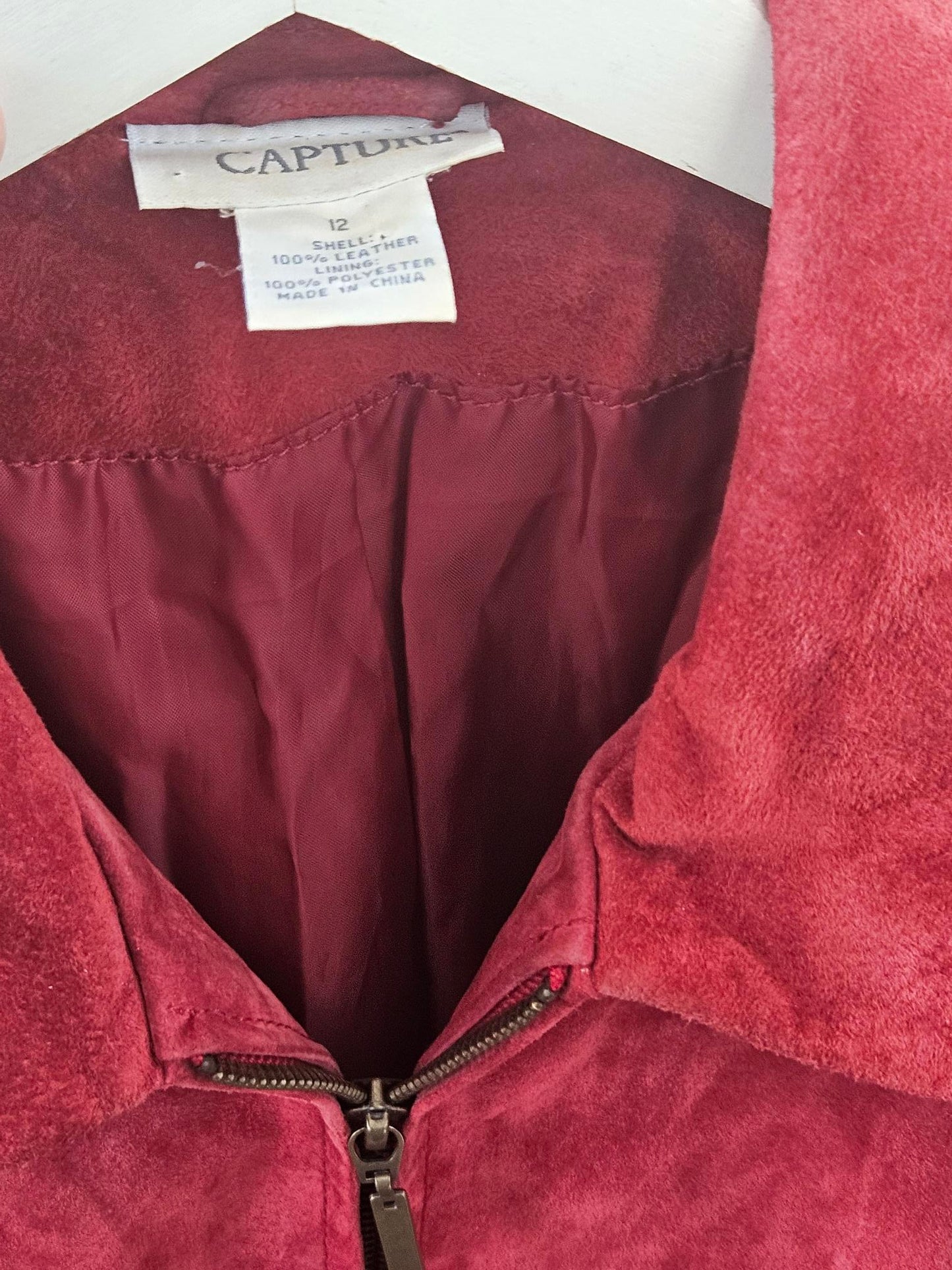 Capture Vintage Red Suede Leather Jacket