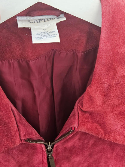 Capture Vintage Red Suede Leather Jacket