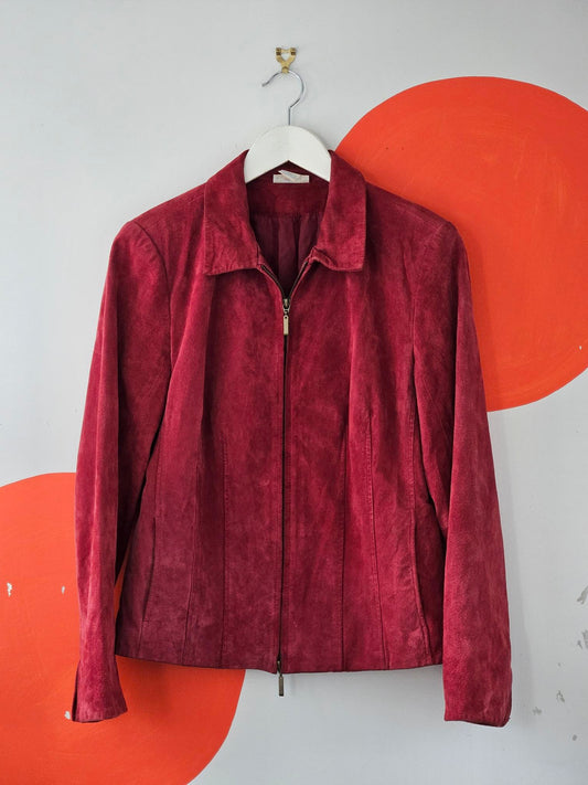 Capture Vintage Red Suede Leather Jacket