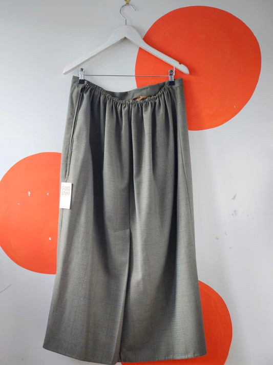 Vintage Green Check Long Skirt