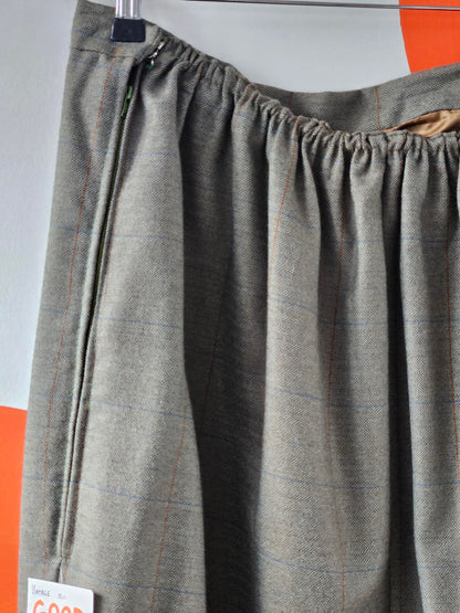 Vintage Green Check Long Skirt