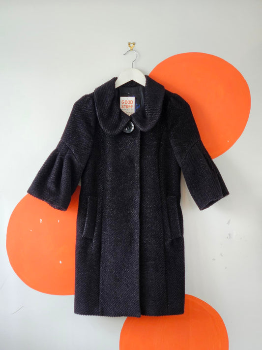 Olive des Olive Black Sparkly Wool & Alpaca Blend Coat