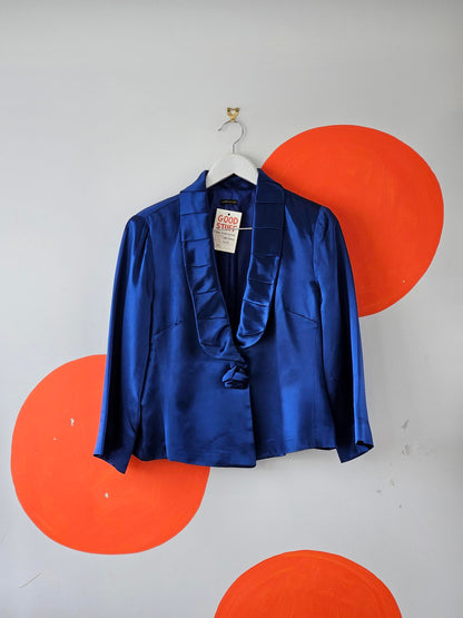 Carla Zampatti Blue Satin Blazer & Skirt Set