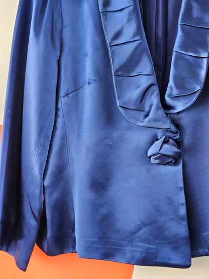Carla Zampatti Blue Satin Blazer & Skirt Set