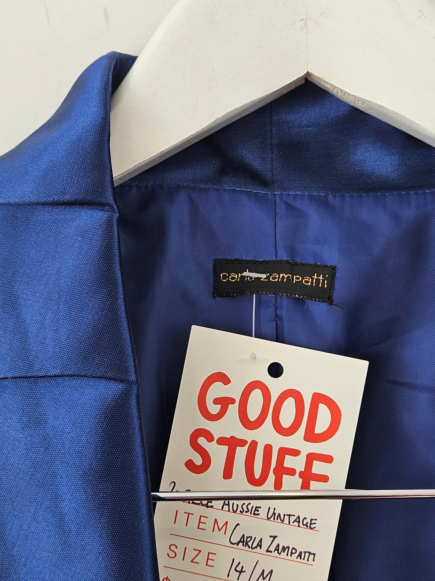 Carla Zampatti Blue Satin Blazer & Skirt Set