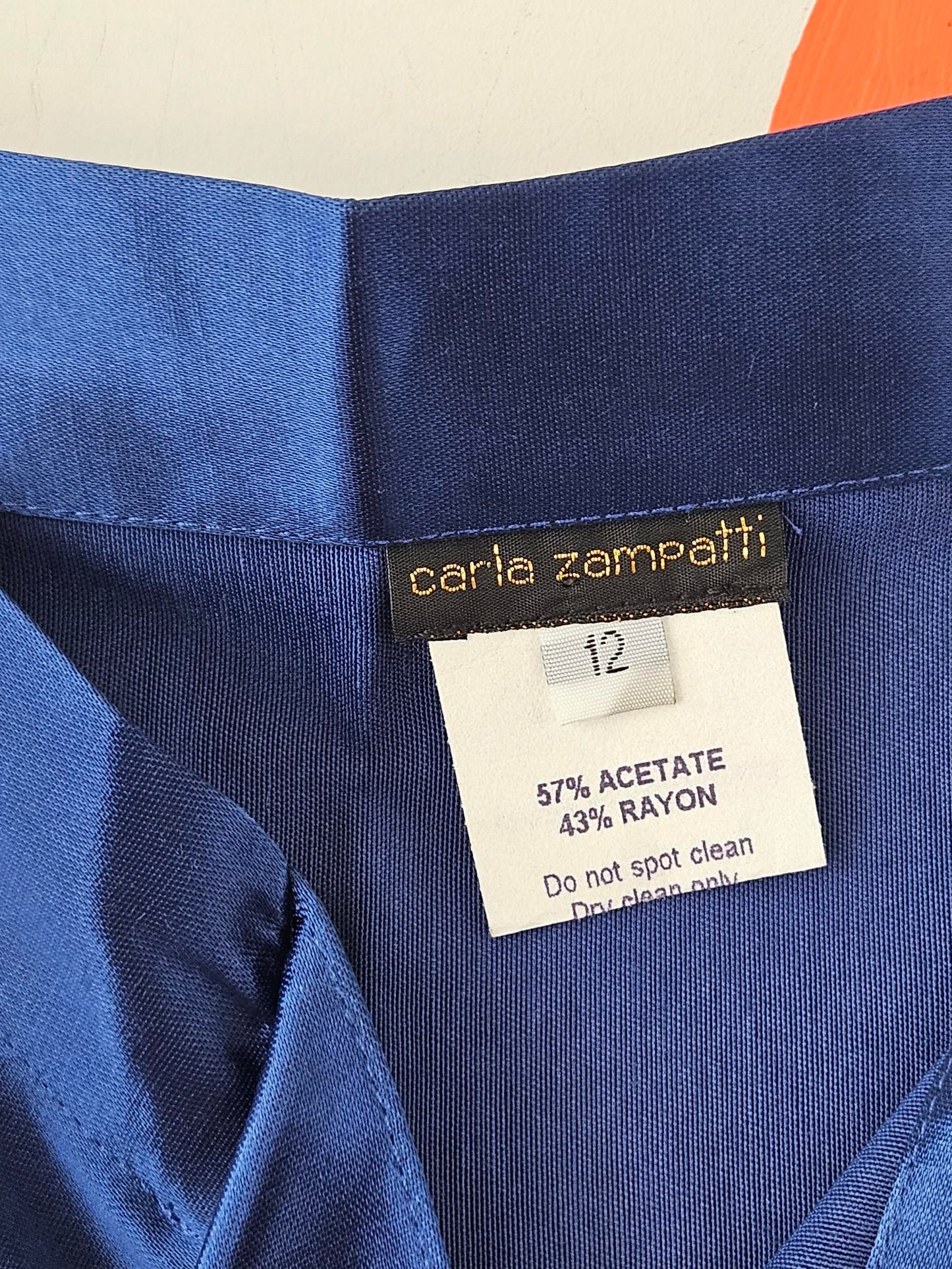 Carla Zampatti Blue Satin Blazer & Skirt Set