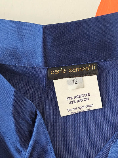 Carla Zampatti Blue Satin Blazer & Skirt Set