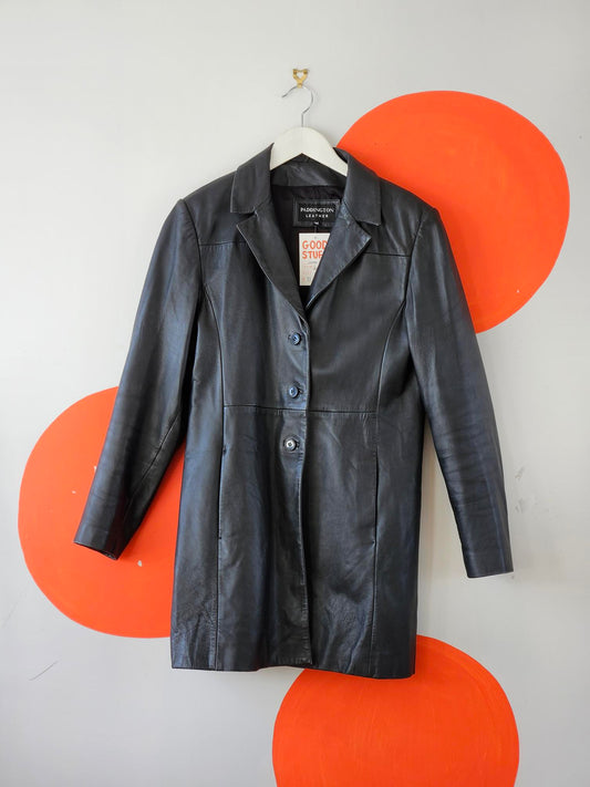 Paddington Leather Black Leather Coat