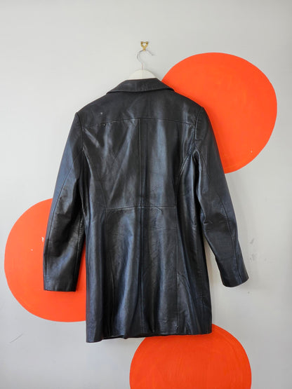 Paddington Leather Black Leather Coat