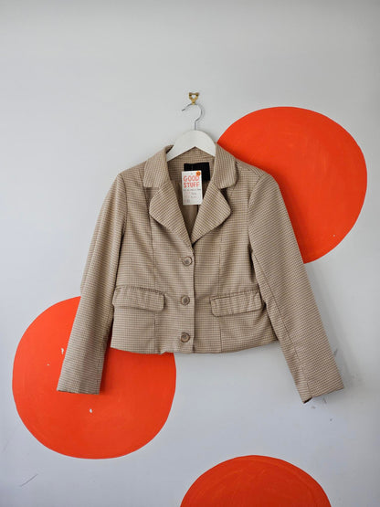 Olivia Beige Plaid Blazer & Shorts Set