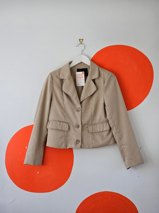 Olivia Beige Plaid Blazer & Shorts Set
