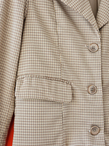 Olivia Beige Plaid Blazer & Shorts Set