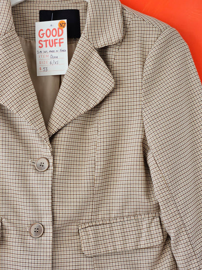Olivia Beige Plaid Blazer & Shorts Set