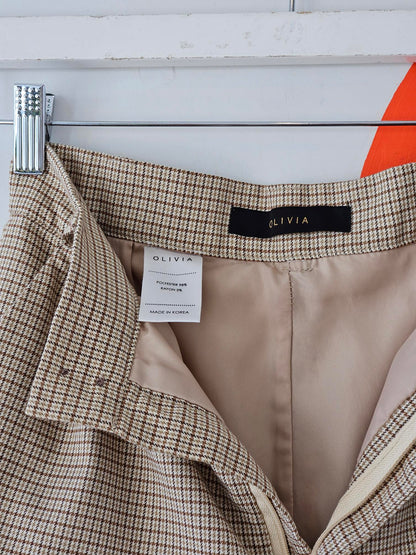 Olivia Beige Plaid Blazer & Shorts Set