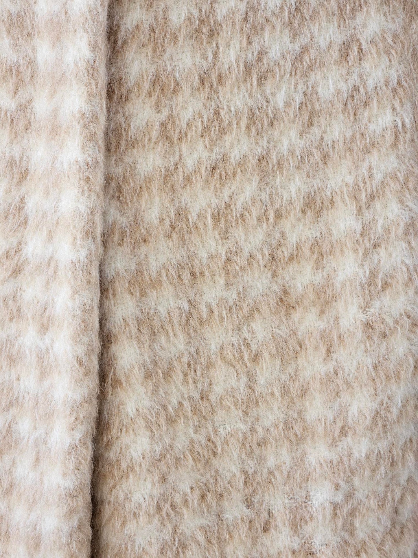 Vintage Beige Check Fur Coat