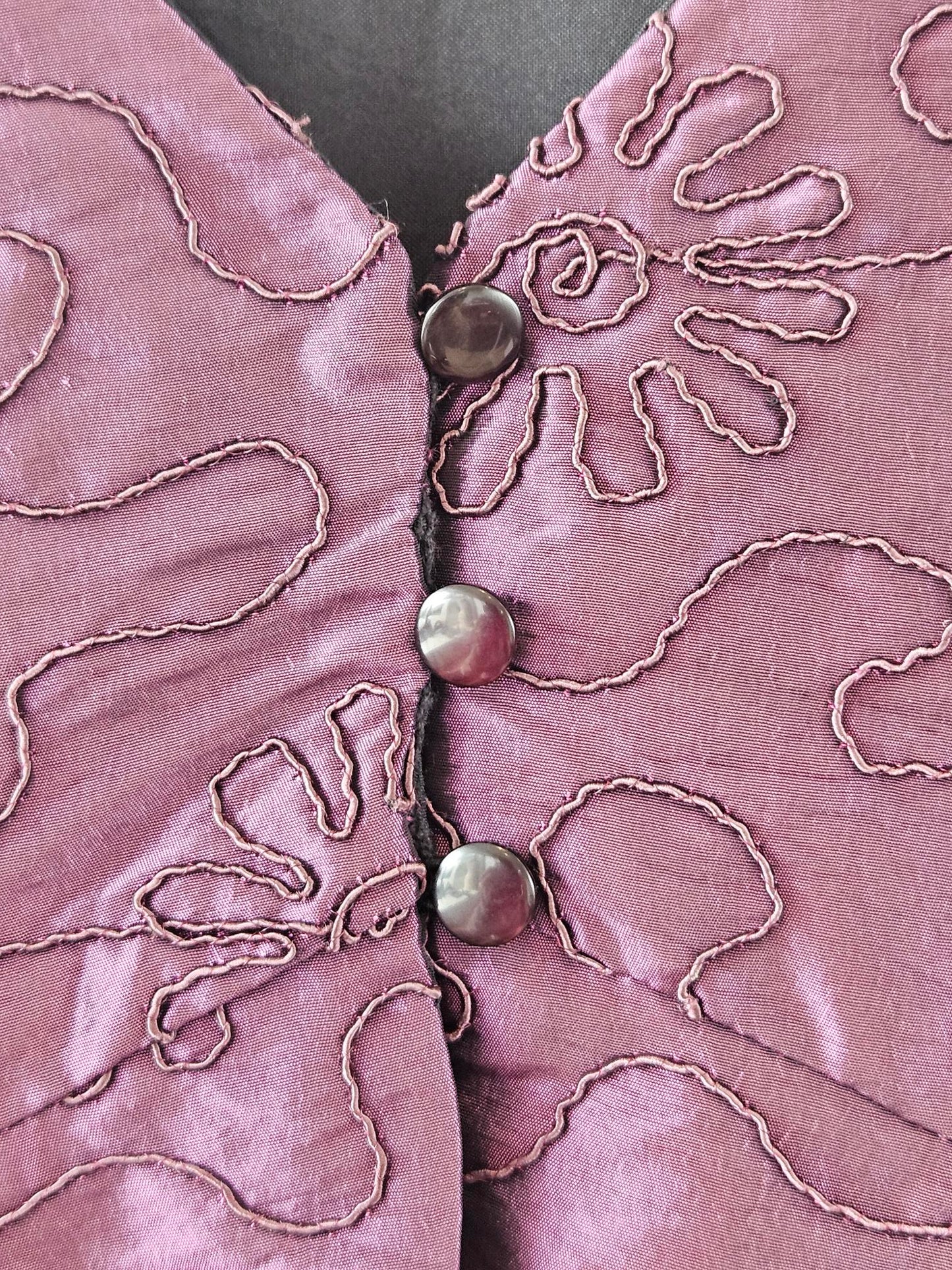 Vintage Purple Embroidered Satin Coat Dress