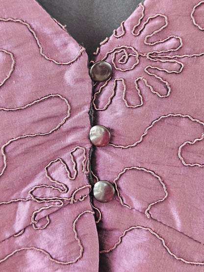 Vintage Purple Embroidered Satin Coat Dress