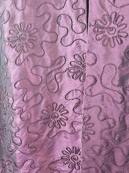 Vintage Purple Embroidered Satin Coat Dress