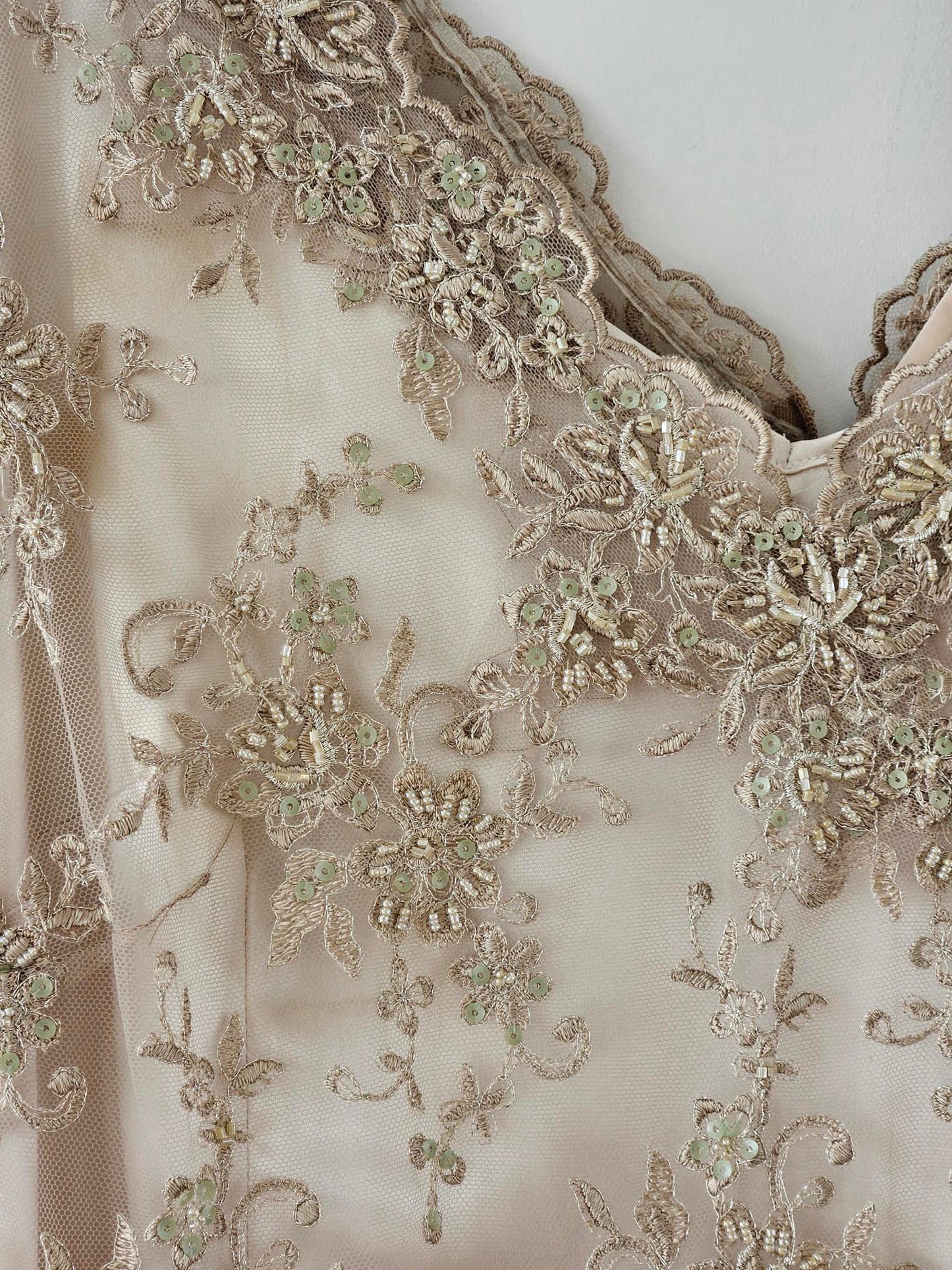Rosemary Whitehead Cream Embroidered Lace Dress with Slip