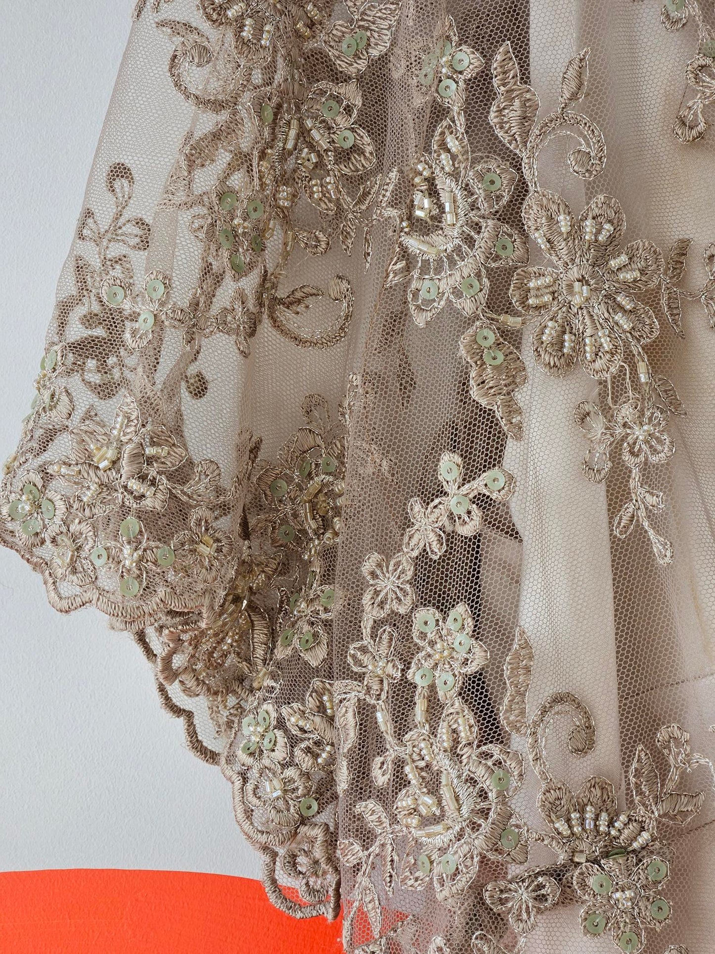 Rosemary Whitehead Cream Embroidered Lace Dress with Slip