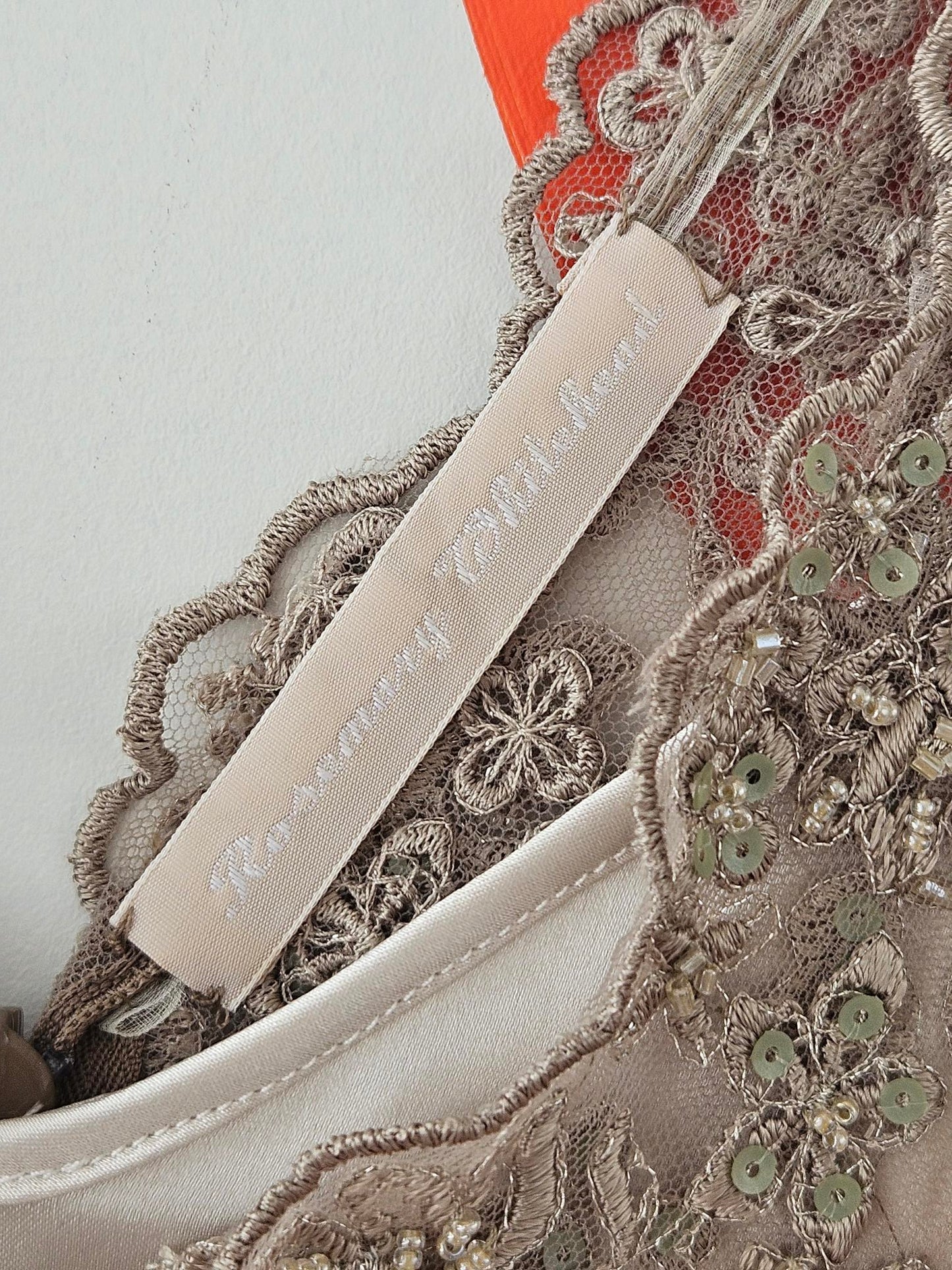 Rosemary Whitehead Cream Embroidered Lace Dress with Slip